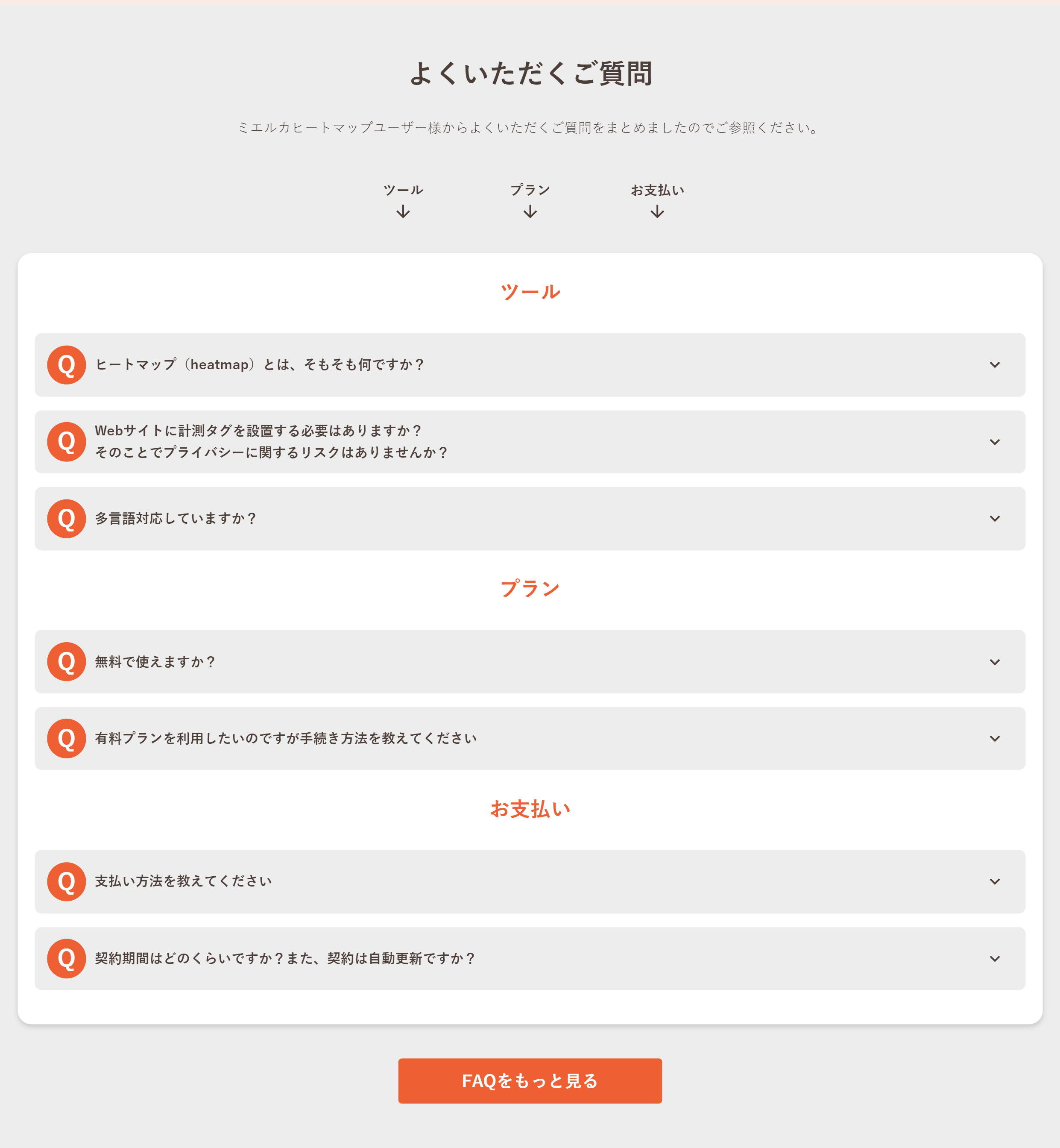ミエルカヒートマップ よくいただくご質問